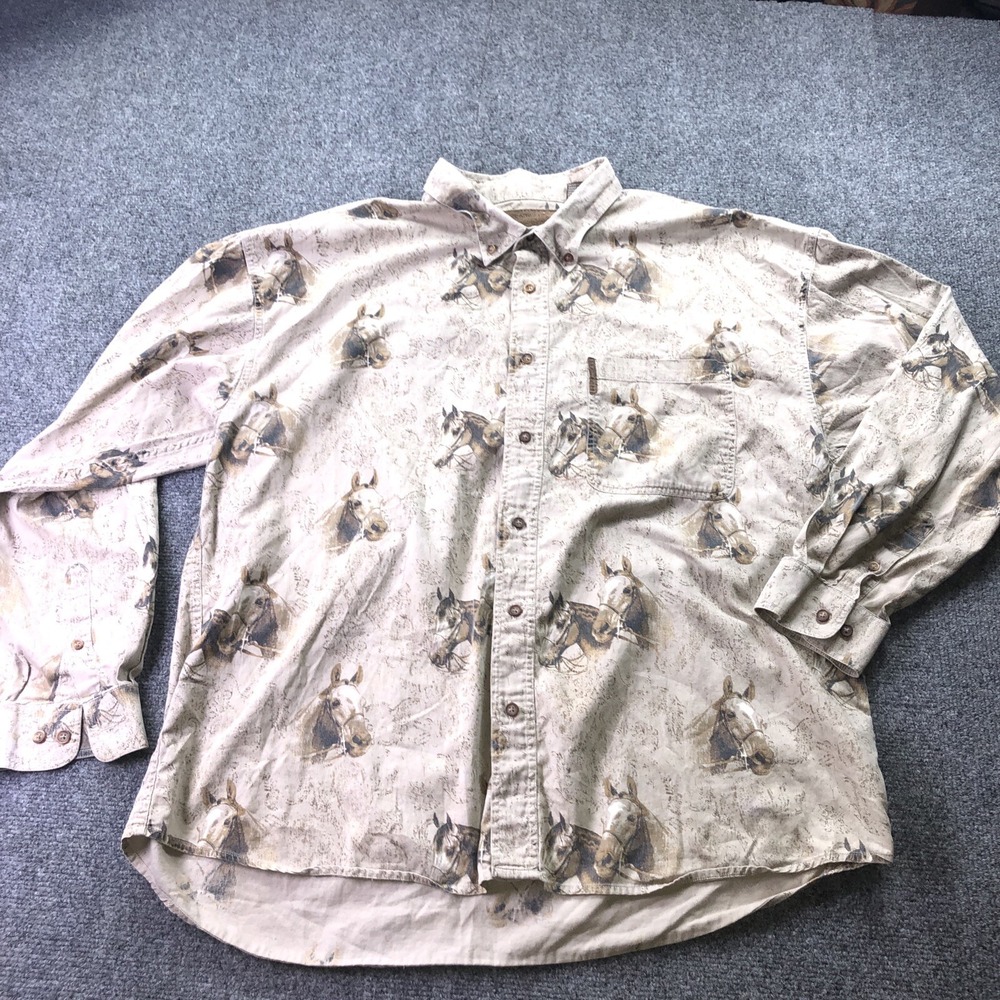 Men's Western Wear Horse Print Button Up Shirt Clearwater Outfitter